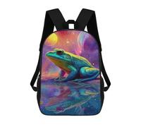 sinyumoney Cosmic Frog Reflection Sacs À Dos Imprimés En 3D Pour Enfants 17inch Sacs À Dos Tendance Et Décontractés Pour La Journée, Sacs De Voyage, Sacs À Dos D'extérieur Pour Garçons Et Filles