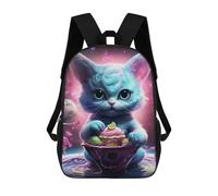 sinyumoney Cosmic Kitten with Cupcake Sac À Dos Scolaire Pour Enfants, Grand Sac À Dos 3D, Cadeau Pour Enfants 17inch