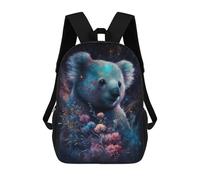 sinyumoney Cosmic Koala with Flowers-3 Sacs À Dos 17 Pouces Pour Enfants, Sacs D'école Imprimés En 3D Pour Élèves Du Primaire Et Du Collège, Garçons Et Filles