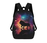 sinyumoney Cosmic Lion Reflection Art Print Sacs À Dos Décontractés Pour Enfants, Sacs D'école Pour Adolescents, Filles Et Garçons, Sacs À Dos Pour Livres 17inch