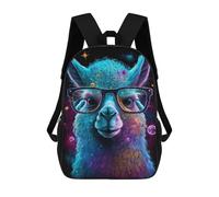 sinyumoney Cosmic Llama Glasses Art Print-2 Sac À Dos Imprimé En 3D, Sac D'école Décontracté Et Tendance Pour Enfants, Sac D'école Pour Garçons, Collégiens 17inch