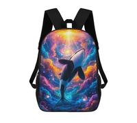 sinyumoney Cosmic Orca Whale Sac À Dos Scolaire Pour Enfants, Sac À Dos De Voyage Décontracté, Grand Sac À Dos Pour Garçons Et Filles 17inch