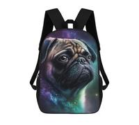 sinyumoney Cosmic Pug Portrait Print-3 Sacs À Dos Pour Enfants, Sac À Dos Scolaire Imprimé En 3D Pour Enfants, Sac À Dos De Voyage, Sac À Livres Pour Enfants 17inch Sac D'école