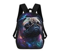 sinyumoney Cosmic Pug Portrait Print-6 Sacs À Dos Imprimés En 3D Pour Enfants 17inch Sacs À Dos Tendance Et Décontractés Pour La Journée, Sacs De Voyage, Sacs À Dos D'extérieur Pour Garçons Et Filles