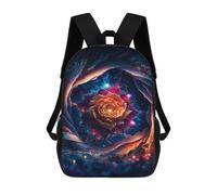 sinyumoney Cosmic Rose Fantasy Art Sacs À Dos Imprimés En 3D Pour Enfants 17inch Sacs À Dos Tendance Et Décontractés Pour La Journée, Sacs De Voyage, Sacs À Dos D'extérieur Pour Garçons Et Filles