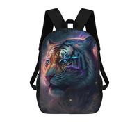 sinyumoney Cosmic Tiger Portrait-7 Sac À Dos Enfant, Cartable, Sac D'école, Motif Dessin Animé 3D, Sac Pour Ordinateur Portable, Pour Garçons Et Filles 17inch