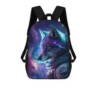 sinyumoney Cosmic Wolf Astronaut Art Print-2 17inch Sac À Dos Scolaire Imprimé En 3D Pour Enfants, Style Décontracté Et Tendance, Idéal Pour Les Voyages Et Les Études.