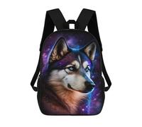 sinyumoney Cosmic Wolf Portrait-41 Sacs À Dos Tendance Imprimés En 3D 17inch Sac D'école Décontracté Pour Enfants, Garçons, Élèves Du Primaire Et Du Collège