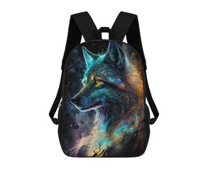 sinyumoney Cosmic Wolf Portrait-5 Sac À Dos Enfant, Sac D'école, Sac À Dos Imprimé 3D Avec Motif De Dessin Animé, Grande Capacité, Pour Garçons Et Filles 17inch