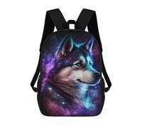 sinyumoney Cosmic Wolf Portrait Artwork-6 Sac À Dos Scolaire Pour Enfants, 43 Cm (17 Pouces), Imprimé En 3D, Pour Garçons, Élèves Du Primaire Et Du Collège