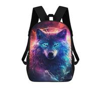 sinyumoney Cosmic Wolf Spirit Art Print Sac À Dos Scolaire Pour Enfants, 43 Cm (17 Pouces), Imprimé En 3D, Pour Garçons, Élèves Du Primaire Et Du Collège