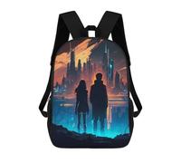 sinyumoney Couple Night City Life Sac À Dos Avec Poche, Sacs À Dos Imprimés En 3D, Sacs De Voyage, Sacs À Livres, Sacs D'école Pour Enfants 17inch
