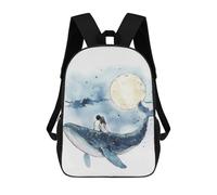 sinyumoney Couple on Whale Under Moon Sac À Dos Enfant Tendance Et Amusant, Sac À Dos Pour Garçons Et Adolescents, Sac D'école Imprimé En 3D Pour Garçons 17inch