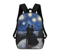 sinyumoney Couple Under Starry Night Painting Sac À Dos Enfant Tendance Et Amusant, Sac À Dos Pour Garçons Et Adolescents, Sac D'école Imprimé En 3D Pour Garçons 17inch