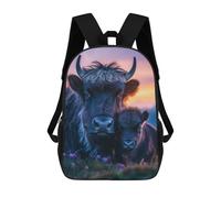 sinyumoney Cow And Calf at Sunset Sac À Dos Scolaire Pour Filles Et Garçons Avec Poche, Sac À Dos Tendance Pour Enfants 17inch