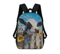 sinyumoney Cow Behind Sunflowers Sacs À Dos Pour Enfants, Cartables 3D Personnalisés Pour Garçons Et Filles, Grands Sacs À Dos Scolaires Décontractés 17inch