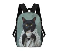 sinyumoney Cozy Cat with Coffee Mug -5 Sac À Dos Enfant, Sac À Dos Anime, Grand Sac À Dos Enfant, Sac À Dos Imprimé En 3D Pour Enfants, Cartable, Cartable Pour Garçons Et Filles 17inch