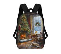 sinyumoney Cozy Christmas Fireplace Painting Sac À Dos Enfant, Cartable Imprimé En 3D Pour Garçons Et Adolescents 17inch