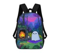 sinyumoney Cozy Ghost by The Fireplace Sac À Dos Scolaire Imprimé En 3D Pour Enfants, Sac À Dos De Voyage Tendance Et Décontracté Pour Écoliers 17inch