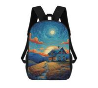 sinyumoney Cozy Moonlit Cottage Scene -1 Sacs À Dos Tendance Imprimés En 3D 17inch Sac D'école Décontracté Pour Enfants, Garçons, Élèves Du Primaire Et Du Collège