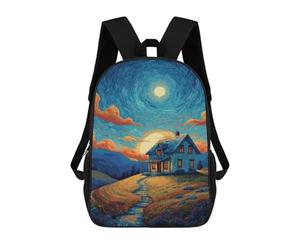 sinyumoney Cozy Moonlit Cottage Scene -1 Sacs À Dos Tendance Imprimés En 3D 17inch Sac D'école Décontracté Pour Enfants, Garçons, Élèves Du Primaire Et Du Collège