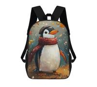 sinyumoney Cozy Penguin in Autumn Sac À Dos Scolaire Enfant Tendance Et Décontracté, Sac À Dos Imprimé En 3D Pour Garçon, Grand Sac À Dos 17inch