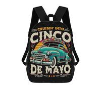 sinyumoney Cruisin Into Cinco De Mayo Sac À Dos Scolaire Pour Enfants Imprimé En 3D, Idéal Pour Les Voyages Et Les Lectures, Pour Les Garçons Et Les Élèves Du Primaire 17inch