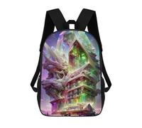 sinyumoney Crystal Fantasy Tower Sac À Dos Scolaire Pour Adolescents, Imprimé En 3D, Ajustable, À Poches Tendance, Pour Enfants, Garçons, Filles, Étudiants Et Adolescents 17inch