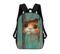 sinyumoney Curious Cat Peeking Through Door Sac À Dos Scolaire Pour Enfants, Sac À Dos De Voyage Décontracté, Grand Sac À Dos Pour Garçons Et Filles 17inch