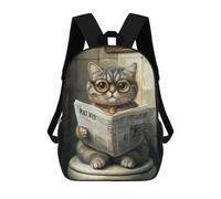 sinyumoney Curious Cat Reading Newspaper-2 Sac À Dos Scolaire Imprimé En 3D Pour Garçons Et Filles, Sac À Dos Pour Enfants, Sac De Voyage 17inch