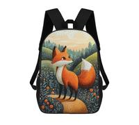 sinyumoney Curious Fox in The Meadow - Naïf Whimsical Wildlife Art Sac À Dos Scolaire Enfant Tendance Et Décontracté, Sac À Dos Imprimé En 3D Pour Garçon, Grand Sac À Dos 17inch