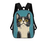 sinyumoney Curious Vintage Cat Portrait Sac À Dos Enfant, Cartable Imprimé En 3D Pour Garçons Et Adolescents 17inch