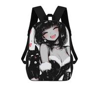 sinyumoney Cute Anime Cat Girl And Black Cat Sac À Dos, Cartable Imprimé En 3D, Sac À Goûter, Sac À Dos De Voyage, Sac À Dos Entre Amis, Sac À Dos Scolaire Pour Filles Et Garçons 17inch
