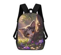 sinyumoney Cute Anime Kitten in Wildflowers Meadow Sac À Dos Scolaire Pour Enfants, Sac D'école Imprimé En 3D, Sac D'école Tendance Pour Garçons, Élèves Du Primaire Et Du Collège 17inch
