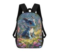 sinyumoney Cute Baby Dragon in Flower Field Sac À Dos Enfant Tendance Et Amusant, Sac À Dos Pour Garçons Et Adolescents, Sac D'école Imprimé En 3D Pour Garçons 17inch