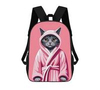 sinyumoney Cute Bathroom Kitten Print Sac À Dos Scolaire Pour Enfants, Sac À Dos De Voyage Décontracté, Grand Sac À Dos Pour Garçons Et Filles 17inch