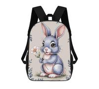 sinyumoney Cute Bunny with Flower Sacs À Dos Imprimés En 3D Pour Enfants, Sacs D'école Tendance Pour Garçons, Sacs De Voyage, Sacs Scolaires Pour Élèves Du Primaire 17inch