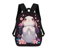 sinyumoney Cute Bunny with Flowers Sacs À Dos Pour Enfants, Cartables Imprimés En 3D, Sacs À Dos Pour Élèves Du Primaire Et Du Collège (garçons Et Filles) 17inch
