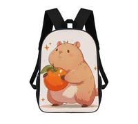sinyumoney Cute Capybara with Orange Sac À Dos Scolaire Imprimé En 3D Pour Enfants, Sac À Dos Garçon/fille, Sac De Voyage Pour Enfants 17inch
