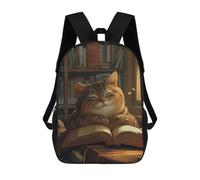 sinyumoney Cute Cartoon Cat Reading Sacs À Dos Scolaires Pour Enfants, Sac D'école Tendance, Sac D'école Imprimé En 3D Pour Garçons, Élèves Du Primaire Et Du Collège 17inch