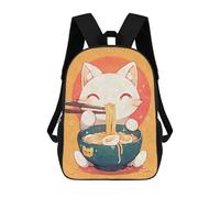 sinyumoney Cute Cat Eating Ramen Sac À Dos Scolaire Imprimé En 3D Pour Enfants, Sac À Dos Garçon/fille, Sac De Voyage Pour Enfants 17inch