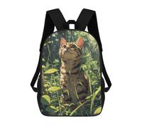 sinyumoney Cute Cat in Grass Sac À Dos Imprimé En 3D Pour Enfants, Sac D'école, Sac De Voyage Grande Capacité, Sac À Livres, Sac À Dos Pour Enfants 17inch
