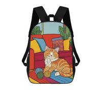sinyumoney Cute Cat on A Couch Sacs À Dos Scolaires Pour Garçons Et Filles, Sacs À Dos Décontractés Pour Le Sport, Sacs À Dos De Grande Capacité Pour L'école Primaire 17inch
