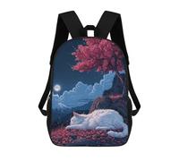 sinyumoney Cute Cat Sleeping Sakura Sac À Dos Imprimé En 3D Pour Enfants, Sac À Dos Scolaire, Sac À Dos De Voyage Pour Enfants, Sac À Livres Grande Capacité, Sac À Dos Pour Enfants 17inch