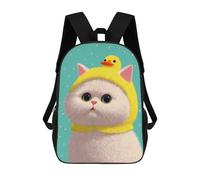 sinyumoney Cute Cat with Duck Hat Sac À Dos Enfant, Cartable Imprimé En 3D Pour Garçons Et Adolescents 17inch