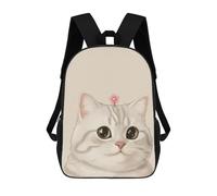 sinyumoney Cute Cat with Flower Sac À Dos Enfant Fille 3D, Sac D'école, Sac À Dos Pour Tout-petits, Sac À Dos Décontracté, Sac À Livres Tendance 17inch