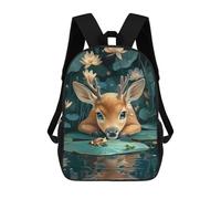 sinyumoney Cute Deer And Frogs in Pond Sacs À Dos Pour Enfants, Cartables, Sacs À Dos Scolaires Imprimés En 3D, Sacs À Dos De Voyage Tendance Pour Enfants (primaire, Collège) 17inch