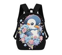 sinyumoney Cute Floral Penguin Lovers Sac À Dos Imprimé En 3D Pour Enfants, Sac D'école Grande Capacité, Sac De Voyage, Sac À Livres, Sac À Dos Scolaire Pour Enfants 17inch