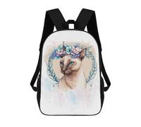 sinyumoney Cute Floral Siamese Cat Sacs À Dos 17 Pouces Pour Enfants, Sacs D'école Imprimés En 3D Pour Élèves Du Primaire Et Du Collège, Garçons Et Filles