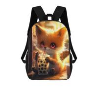 sinyumoney Cute Fox Drinking Boba Tea Sacs À Dos Pour Enfants, Sac À Dos Scolaire, Sac À Dos Imprimé En 3D Pour Enfants, Sac À Dos De Voyage, Sac À Livres, Sac D'école Pour Enfants 17inch